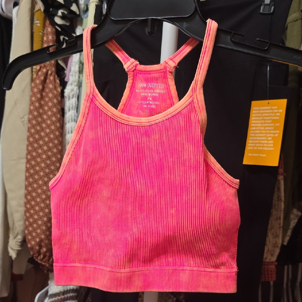 Zenana Vibrant Pink Ribbed PaddedTank Top (SMALL/MEDIUM)